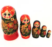 LHM10199 Матрешка "Земляничка" 5 кукольная, Хохлома