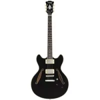 D'angelico dc tour collection solid black  полуакустическая гитара с чехлом, цвет черный