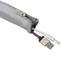Kondator 429-3015G- Кабельная оплетка на молнии, 20 мм, длина 1500 мм, серая