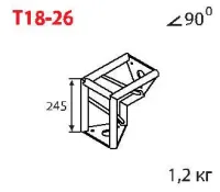 ИМЛАЙТ T18-26 Стыковочный угол 90 градусов, d28х2 \ d16х2мм. Крепежный размер 100мм, М8.
