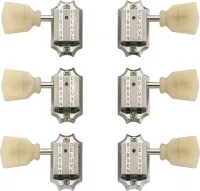 GIBSON VINTAGE NICKEL MACHINE HEADS, YELLOW BUTTONS набор винтажных колков для электрогитар Gibson, цвет никель