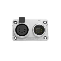 Seetronic C5F2C-W- Комбинированный панельный разъем XLR 5-pin (вилка+розетка) для наружного применения (IP65), под пайку, серебристый