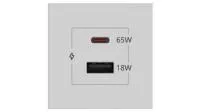 Kramer MC-C65W/A18W(W), Зарядное устройство с разъемом USB-C, 65 Вт и USB-A 18 Вт, цвет белый