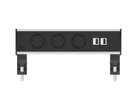 ABL 2A200316- Настольная розеточная станция серии Flexi с 3 розетками и 2xUSB-A, черная с серебристым