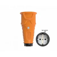 PCE Розетка кабельная 16A/250V/2P+E/IP20 корпус черный, маркер оранжевый 2510-so