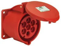 PCE Розетка встраиваемая 32А/400V/6P+E/IP44, фланец 70x70, никелированные контакты 327-6v