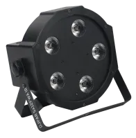STAGE4 DJPAR 5x12FWA IR Светодиодный светильник сценических эффектов со сменой цвета RGBWA, источник света - 5 * 12W LED (5 в 1), угол расхождения луча 65 град., DMX-512 – 5, 9 кан., строб, диммер, Master-slave/Auto/Sound, мощность 70 Вт., 241*209*190 mm,