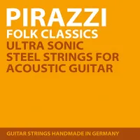 Acoustic guitar string set Pirazzi Folk Classic XLight 686010 - Exceptionally sonorous steel strings for country music, extra light tension. Silver-plated copper wound silk bass strings.