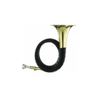 Gebr. stolze hh-e100g  охотничий рожок, латунь, раструб 77 мм, золотой лак, легкий чехол