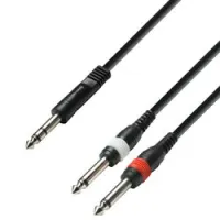 Adam hall k3 yvpp 0100  аудиокабель 6,3 jack stereo-2 x 6,3 jack mono, 1м