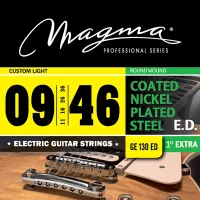 Electric guitar string set Magma GE130ED - Custom Light .009-.046 tension strings with rich and bright tone and improved flexibility. Round nickel-plated wound octagonal core with special coating.