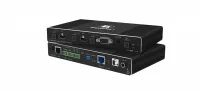 Комплект Kramer Electronics [KIT-400] из передатчика и приемника, передатчик с автоматическим коммутатором, приемник со встроенным масштабатором сигнала HDMI, VGA и RS-232 по витой паре HDBaseT; поддержка 4К60 4:2:0, PoC, Maestro Room Automation