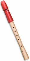 Soprano recorder Mollenhauer Prima 1073 - Two-part soprano recorder with plastic headjoint and wood body, with German fingering and single holes. Red color