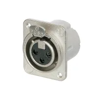 Neutrik NC3FD-LX-M3- Панельный разъем XLR 3-pin (розетка) с фланцем типа D и двойным заземляющим контактом, под пайку, с крепежными отверстиями М3