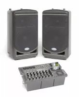 XP510i (SET) Комплект состоит из: двух акустических систем 8" НЧ+1" ВЧ, съемного усилителя 2х150 Вт, стойки BL3, крепления для съемного микшера SMS1000 и bluetooth модуля BT30.