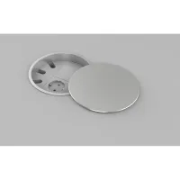 Kramer T-IN2-RND2(A)- Встраиваемый модуль кабельного подключения с крышкой, слоты для 2 вставок для питания/сигнала, 3 отверстия для кабелей, цвет серебристый