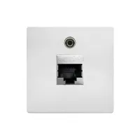 ABL 2T0110DA- Сдвоенный модуль подключения IMP с разъемами 1xRJ45 Cat6A, тип C и 1x проходной miniJack 3,5 мм, белый