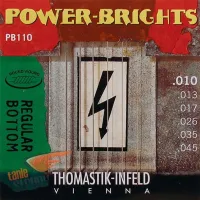 Electric guitar string set Thomastik PB110 - Electric guitar strings with round wound basses with hexagonal core and steel tops, thickness .010-.045 inch