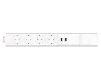 ABL 2M210410- Розеточная станция серии Link с 4 розетками, 2xUSB-A и 2 слотами для IMP, белая с серебристым