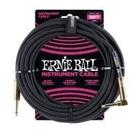 Ernie Ball 6086 кабель инструментальный, оплетёный, 5,49 м, прямой/угловой джеки, чёрный