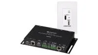 Crestron HD-MD-200-C-1G-E-W, комплект удлинителя сигнала по витой паре до 70м, состоящий из автоматического коммутатора с масштабированием и приёмника HDMI 2X1/ управлением IR и RS 232 /Аудио Pin 5, белый