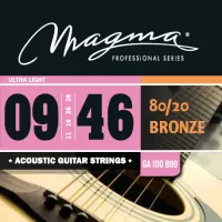Magma Strings GA100B80 - Струны для акустической гитары 9-46, Серия: Bronze 80-20, Калибр: 9-11-16-26-36-46, Обмотка: круглая, бронзовый сплав 80/20,