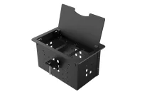 Прямоугольный металлический корпус Wize Pro [WRTS-12BOX-B] для модульной системы врезного лючка в стол с откидывающейся крышкой, до12 модулей-вставок, преустановленная рамка,черный