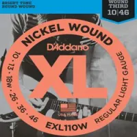 D`addario exl-110w  cтруны для электрогитары nickel wound, никель, 3я с обмоткой, 10-46, regular light