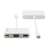 Kramer [adc-u31c/m1] переходник usb 3.1 тип c вилка на vga розетку, usb 3.0 розетку и розетку usb 3.1 type-c для зарядки мобильных устройств