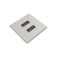 Kondator 935-PM31S- Встраиваемая квадратная металлическая зарядная станция серии Powerdot с 2xUSB, серебристый