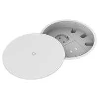 Kramer T-IN2-RND2(W)- Встраиваемый модуль кабельного подключения с крышкой, слоты для 2 вставок для питания/сигнала, 3 отверстия для кабелей, цвет белый