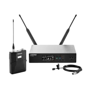 SHURE QLXD14E/93 G51 цифровая радиосистема с петличным микрофоном плоским WL93, конденсаторным всенаправленным, 470-534 МГц. Черный