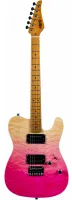 JET JS-480 P (JT-450Q TPK) - электрогитара, Telecaster, корпус - ольха, топ тигровый клен, 22 лада, HH, цвет Transparent pink