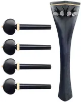 Cello accessory set Acura Meister Preciso CS-OSHL622 - Preciso grade 4/4 cello accessory set of ebony with boxwood trim. Hill pegs and Hill tailpiece
