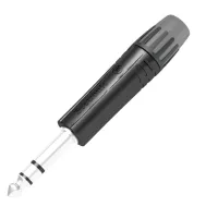 MP3X-B Разъем кабельный «стерео» 1/4” (6,35 мм.) jack, черный корпус, под кабель 4-7 мм., Seetronic