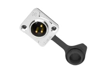 Seetronic J3F2C-W- Панельный разъем XLR 3-pin (вилка) с фланцем типа D для наружного применения (IP65), под пайку, серебристый