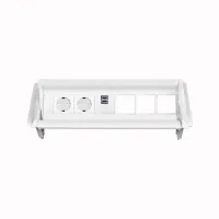 ABL 2F010223- Встраиваемая розеточная станция серии Aero Flip с 2 розетками, 2xUSB-A и 3 слотами для IMP, белая
