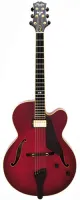 Archtop guitar Peerless Leela 40th Anniversary - 16-дюймовая малая джазовая гитара арктоп с вырезанной верхней декой из волнистого клена и корпусом из ламинированного клена. Мензура 648 мм, накладка и обвес из черного дерева, хамбакер Kent Armstrong. Цвет