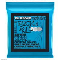 ERNIE BALL 2255 Classic Rock n Roll Pure Nickel Slinky Extra 8-38 - Струны для электрогитары