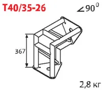 ИМЛАЙТ T40/35-26 Стыковочный угол 90 градусов, d40х2 \ d16х2мм.