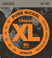 EPN110 XL Pure Nickel Комплект струн для электрогитары, никель, Regular Light 10-45, D'Addario