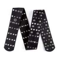 Dunlop drm02 red monkey eyelet  ремень для гитары, кожа, черный, стальные круглые клепки и люве