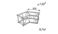 ИМЛАЙТ Q2/35-23 Стыковочный угол 120 градусов, 350x350мм, d50x3 \ d28x2мм. Крепежный размер 230х230мм, М12.