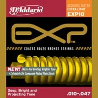 D`addario exp-10  струны для акустической гитары с покрытием, extra light 10-47, 6-гранный корд