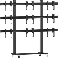Vogels FT3344 Black- Напольный мобильный стенд для видеостены 3х3 из дисплеев диагональю 49–55'', альбомная ориентация, макс. нагрузка 396 кг