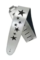 25SLE02 Embossed Silver Кожаный ремень для гитары, серебряный, тиснение «Stars», Planet Waves
