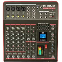 Phonic CELEUS 400 Микшерный пульт 8-ми канальный, USB плеер/рекордер, USB аудиоинтерфейс, Bluetooth