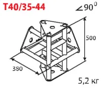 ИМЛАЙТ T40/35-44 Стыковочный узел для 4-х ферм под 90 градусов, d40х2 \ d16х2мм.