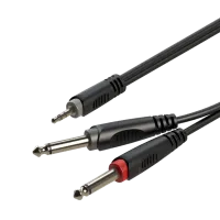 ROXTONE RAYC130MP/6 Гибкий аудиокабель из безкислородной меди AC010, 4x8mm, оба проводника изолированы и и ндивидуально экранированы медной спиралью (2x1x0,14mm2)<br> (3,5мм cтерео Jack - 2 х 6,3мм моно Jack), 6м.