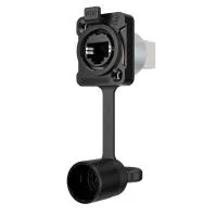 Seetronic SE8FDYH-60-67-B-NS Разъем RJ45 панельный, IP67, гнездо, тип-D, RJ45 проходной, розетки соответствуют CAT5e, позолоченные контакты из бронзы, цвет: черный.